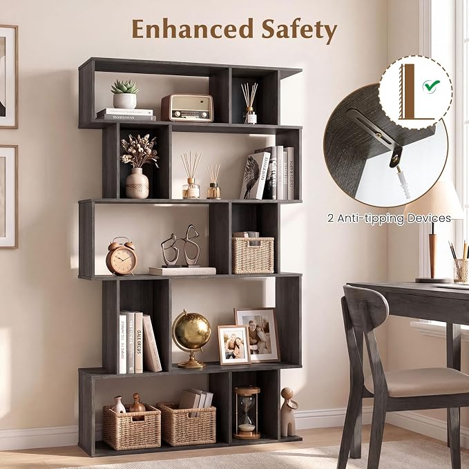 Giantex 5-Tier Bookshelves Set of 2, 10-Cube Geometric Bookcase - Image 7