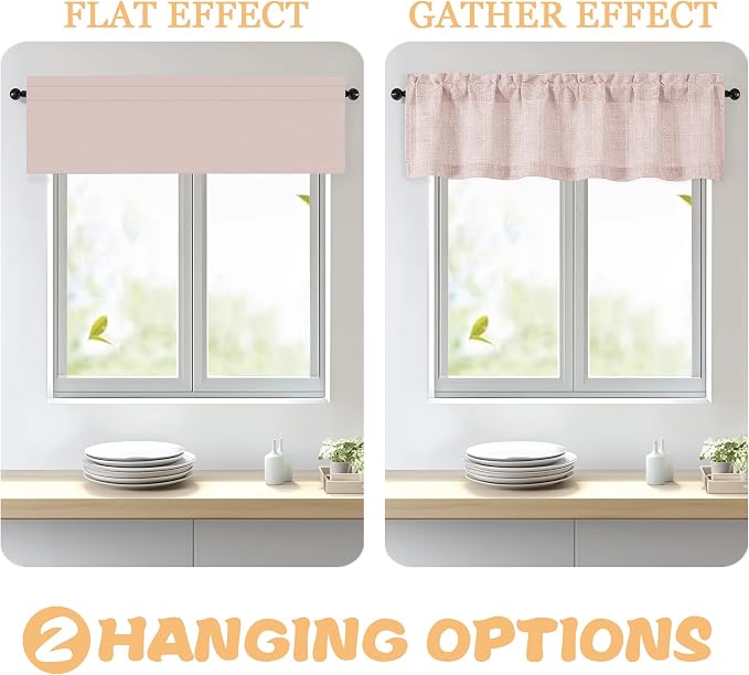 OWENIE Blush Pink Valances for Windows 1 Pcs 24 Inch Length, Light Filtering - Image 5