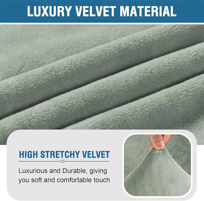 H.VERSAILTEX Armless Accent Chair Covers Thick Velvet Armless Chair Slipcovers - Image 5