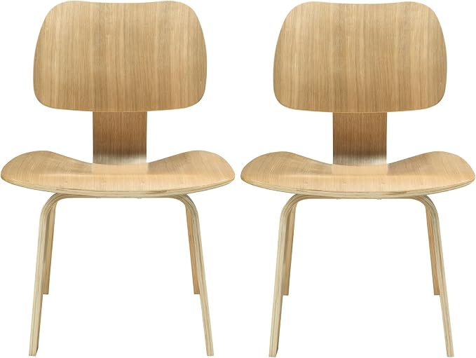 Modway Fathom Mid-Century Modern Molded Plywood Two Kitchen and Dining Room by Modway