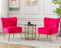 Velvet Accent Chair Set of 2 Comfy Living Room Chair Armless Slipper Chair Mid by Janoray