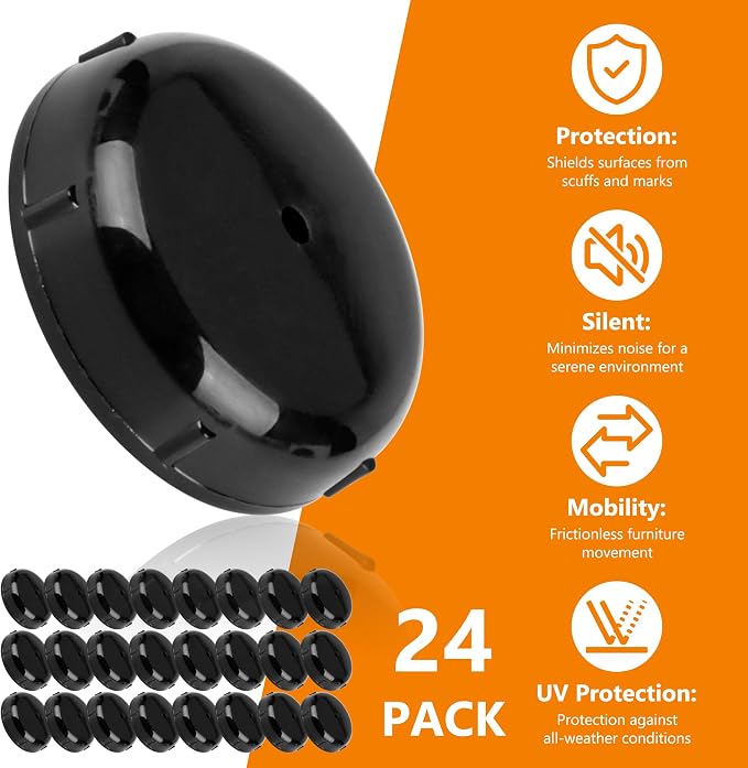 24-Pack Wrought Iron Patio Furniture Feet Caps 1-1/2 Inch Plastic Outdoor Patio - Image 8