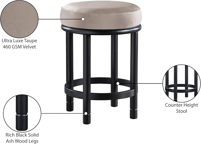 Meridian Furniture 977Taupe-C Monette Collection Art Deco Counter Stool - Image 7