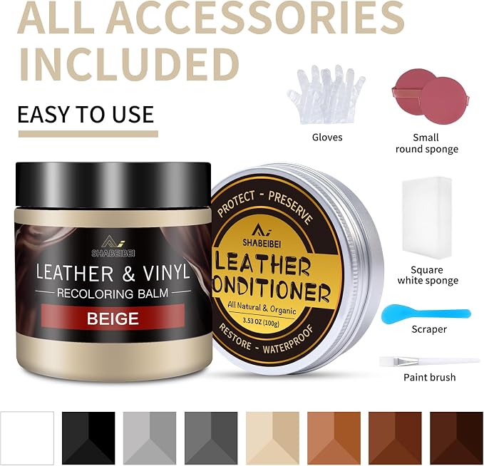 Leather Recoloring Balm with 100ml Mink Oil, Car Seats, Dye & Restorer - Image 6