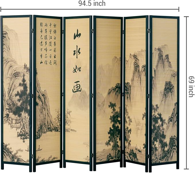 MyGift Decorative 6 Panel Folding Room Divider Bamboo Screen - Image 5