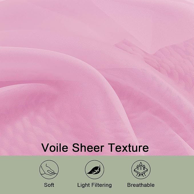 OWENIE Sheer Pink Curtains 108 Inches Long - Image 7
