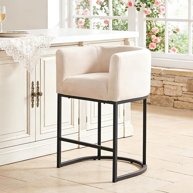 ClinQ 26" H Counter Height Bar Stools Set of 1, Modern Barrel Counter Stools by ExperienceExquisiteLife