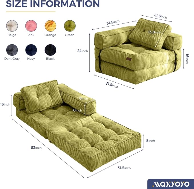 MAXYOYO Folding Sofa Bed, L-Shaped Convertible Sofa - Image 2