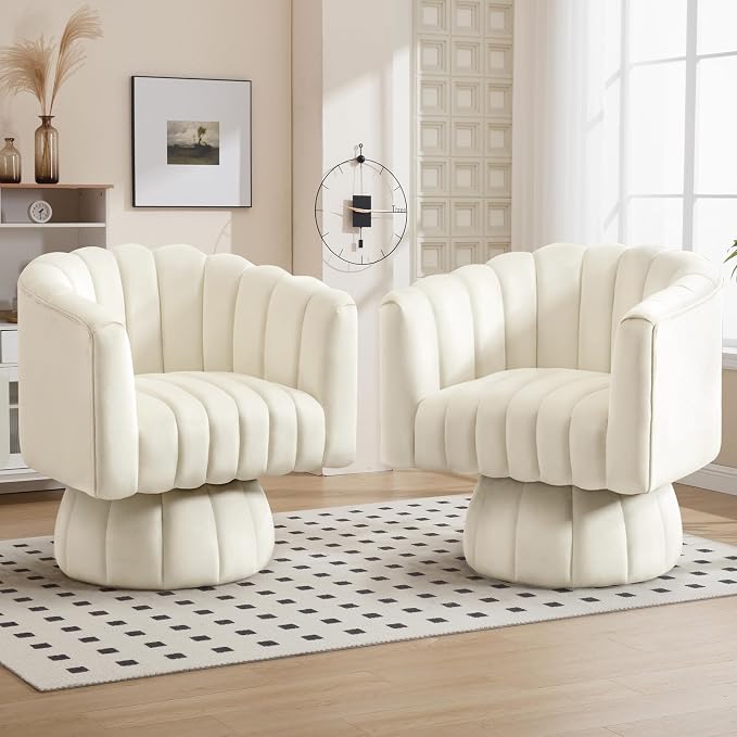 Swivel Accent Barrel Chair Set of 2- Cute Comfy Small Round 360° Arm Chair - Image 7