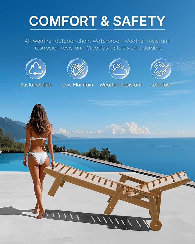 Patio Chaise Lounge Chair Set of 4, Oversize Lounge Chairs - Image 7
