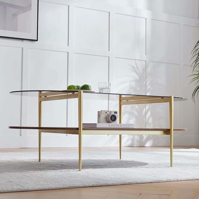 LumFurn X-Large Oval Glass Coffee Table, Mid-Century Modern Design, L47 x W24 x - Image 9