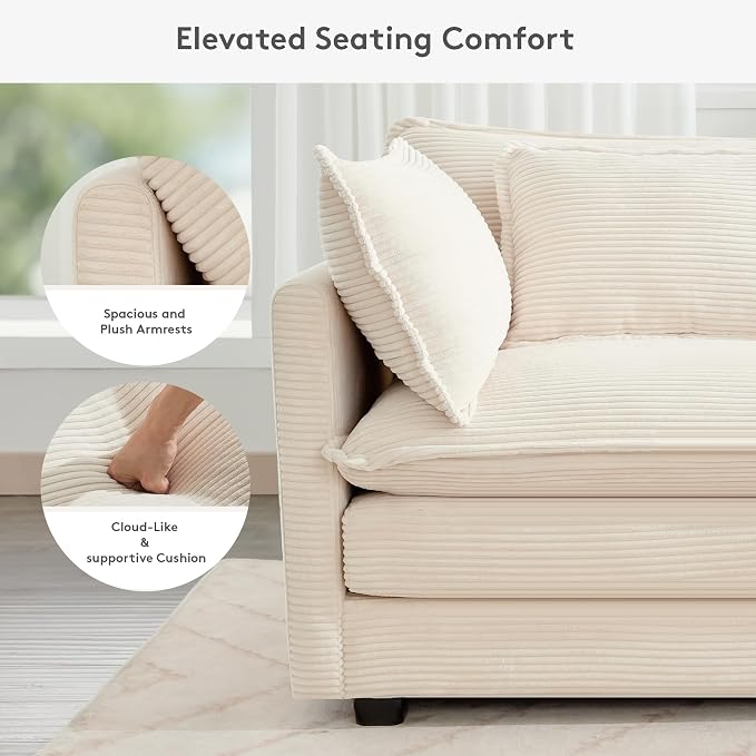 ROWHY 113'' Modular Sectional Cloud Couch, 5 Seater Corner Sofa Big Comfy - Image 5
