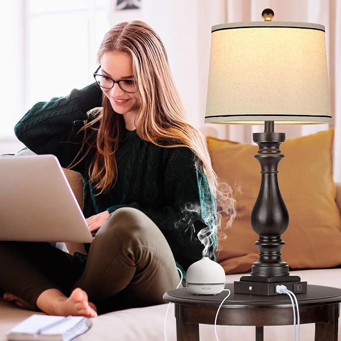 Cinkeda 29" Tall Table Lamp for Living Room Set of 2, Farmhouse Vintage Bedside - Image 6