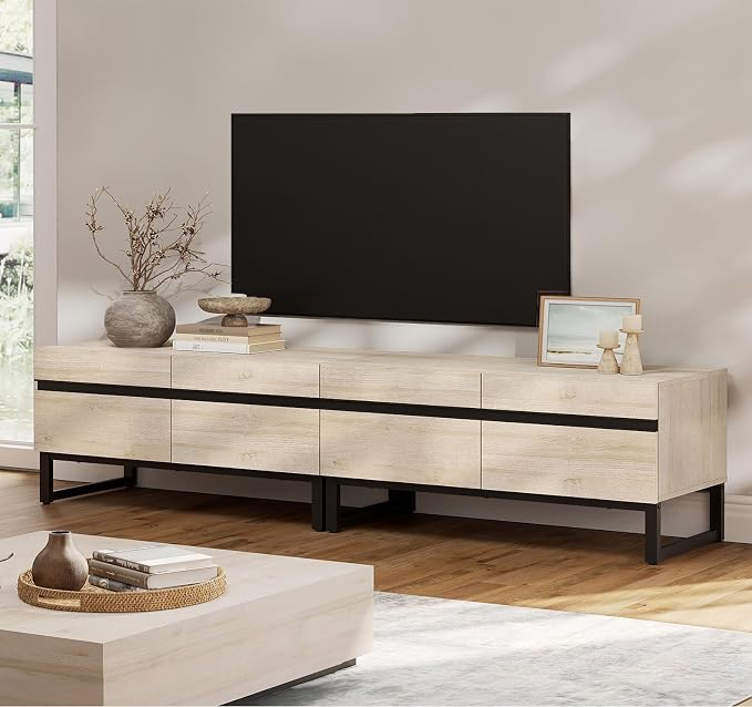 WAMPAT Modern TV Stand for 50-75 Inch TVs, Wood Entertainment Center by WAMPAT