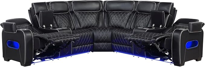 Lexicon 118" Power Reclining Sectional Sofa, Wall Hugger, 2 Recliner Seats - Image 16