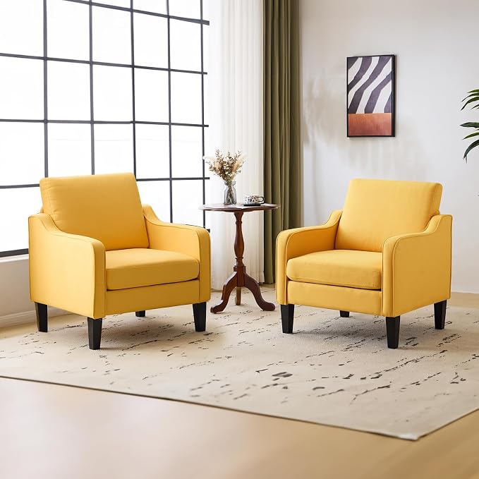 VINGLI Accent Chair for Living Room Chairs Yellow Reading Chair for Bedroom - Image 8