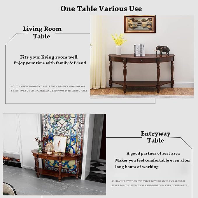 Solid Wood Oval Console Table - Image 5