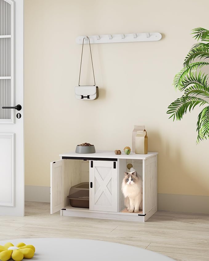 Hzuaneri Cat Litter Box Enclosure, Hidden Litter Box Cabinet Furniture - Image 9