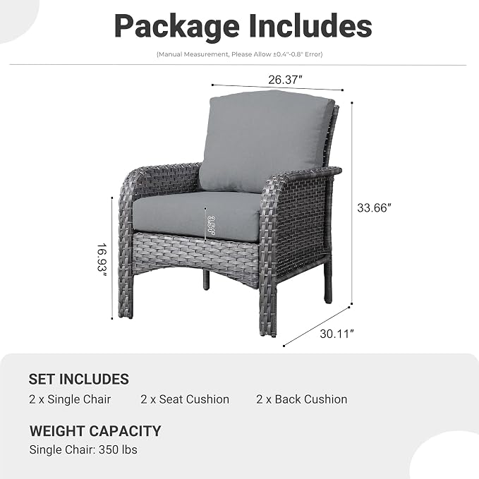 ovios 2-Piece Patio Furniture Set, Outdoor Wicker Sofa - Image 8