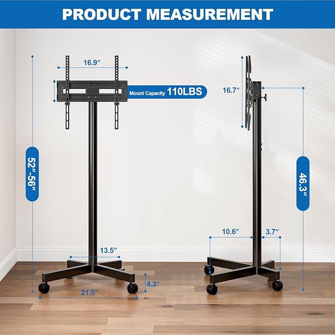 Mobile TV Cart Rolling TV Stand - Image 6