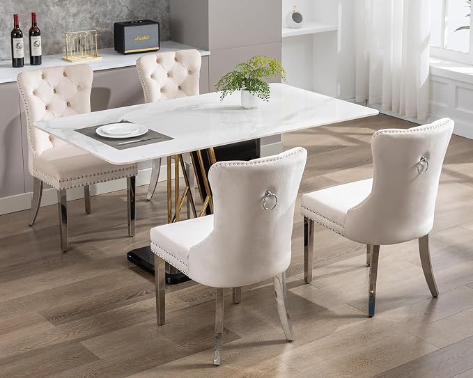 KCC Velvet Dining Chairs Set of 2, Upholstered High-end Tufted Dining Room Chair - Image 10
