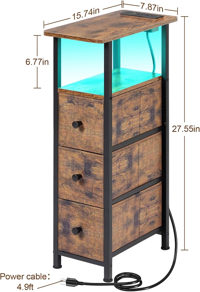 LOAKEKEL Narrow End Tables Living Room Set of 2 - Image 3