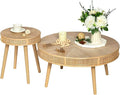 RUSTOWN 2-Piece Farmhouse Coffee Table, Modern Rustic Sofa Side Tea Tables by RUSTOWN