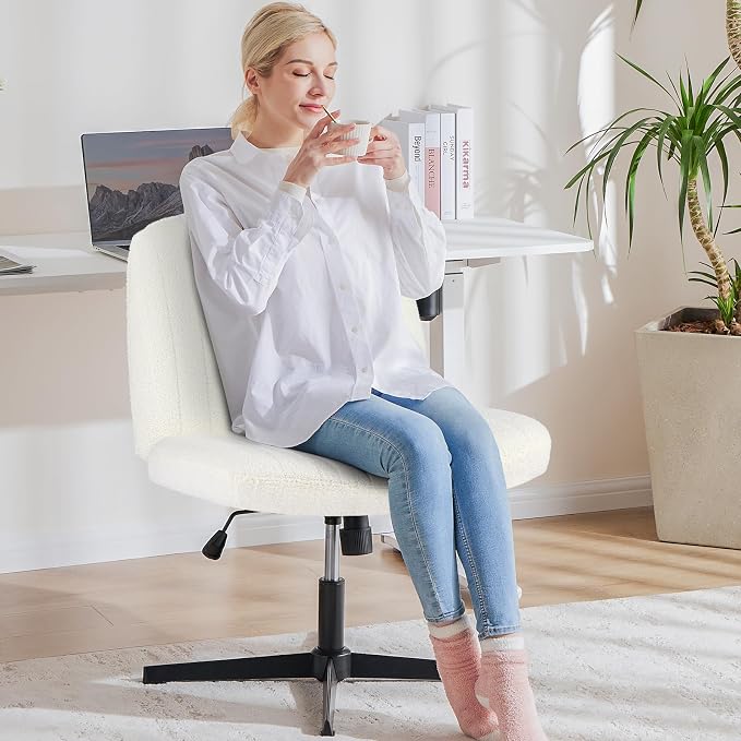 OLIXIS Criss Cross Chairs Legged Armless No Wheels Wide Seat Height Adjustable - Image 8