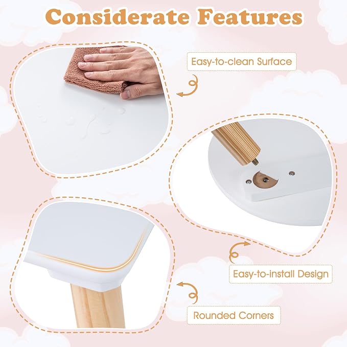 Costzon Kids Table and Chairs, Wooden Toddler Desk Set - Image 5