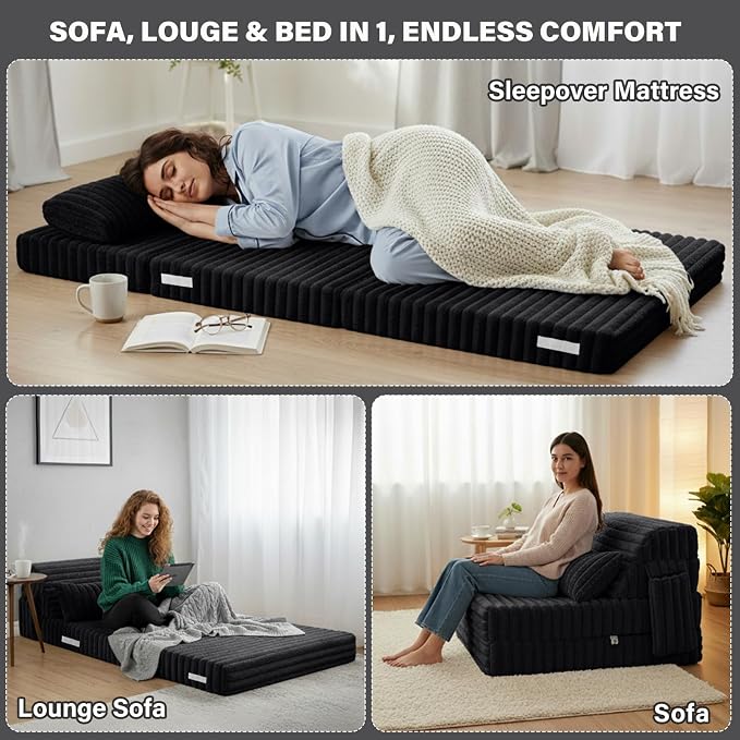 Tiita Folding Sofa Bed Twin Size, Convertible Sleeper Chair Mattress - Image 5