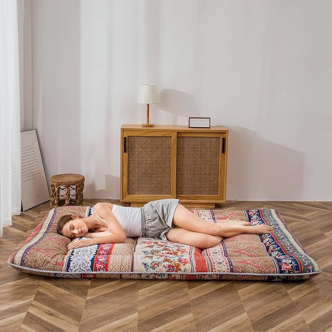 MAXYOYO Bohemian Retro Floor Mattress Vintage Floral Japanese Futon Mattress - Image 5