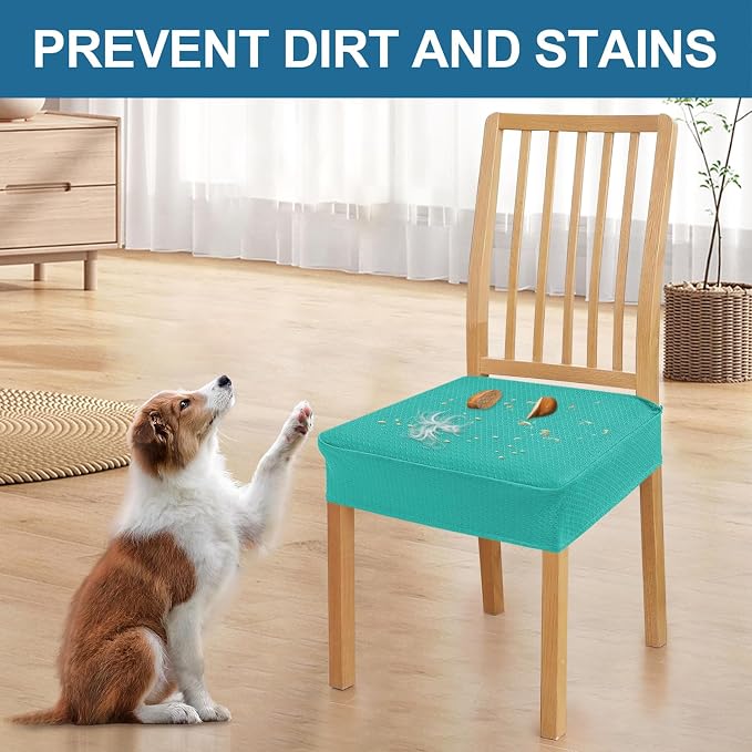 Smiry Waterproof Seat Covers for Dining Room Chairs Set of 4, Stretch Jacquard - Image 7