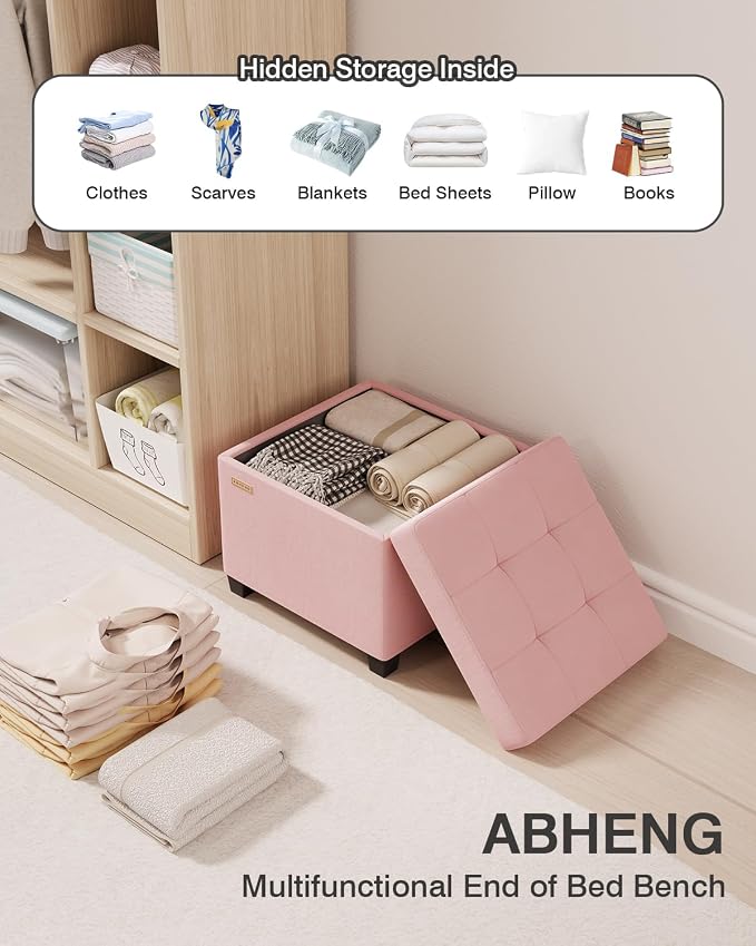 ABHENG 17.7 inches Velvet turfed Ottomans Cube - Image 5
