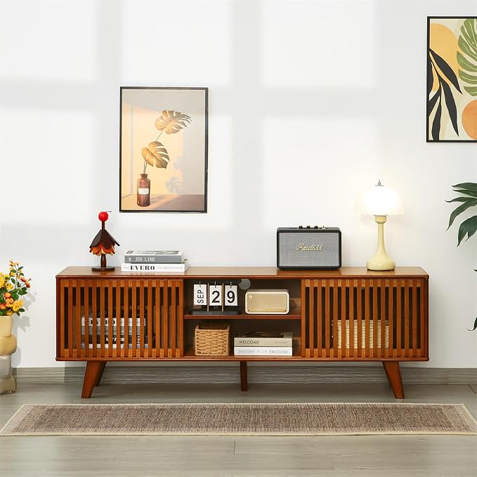Bamboo TV Stand for TVs up to 65", Accent Entertainment Center - Image 4