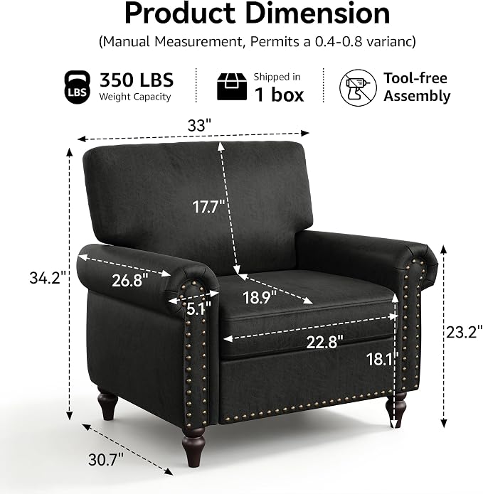 Nailhead Trim Accent Chairs Set of 2, Faux Leahter Mid Century Modern Living - Image 9