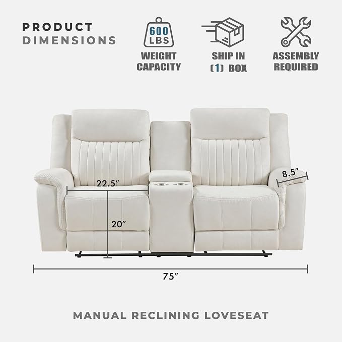 Lexicon Manual Double Reclining Loveseat, Polished Microfiber Manual Wall - Image 5