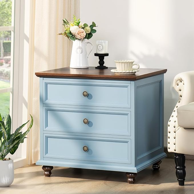 Joaxswe 24" Wide Farmhouse Night Stand Set of 2, Large End Table - Image 6
