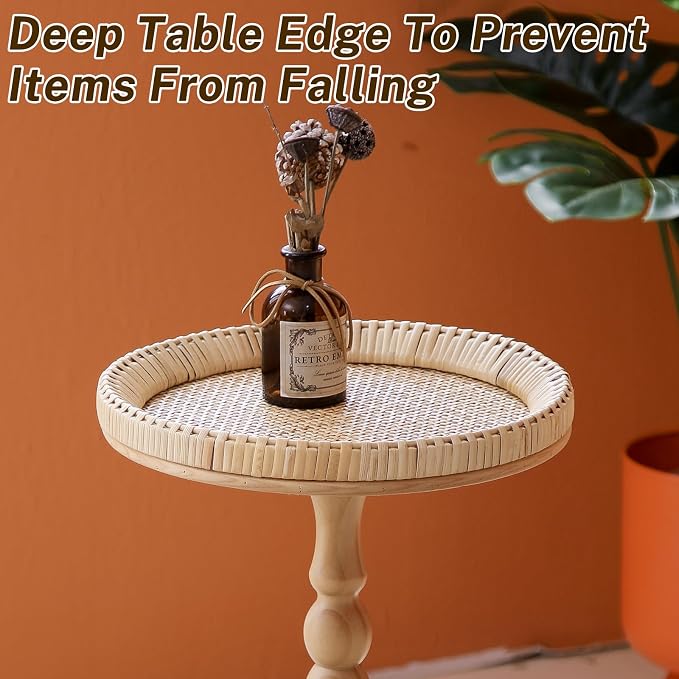 Small Side Table, Rattan Drink Table, Round Side Table - Image 4