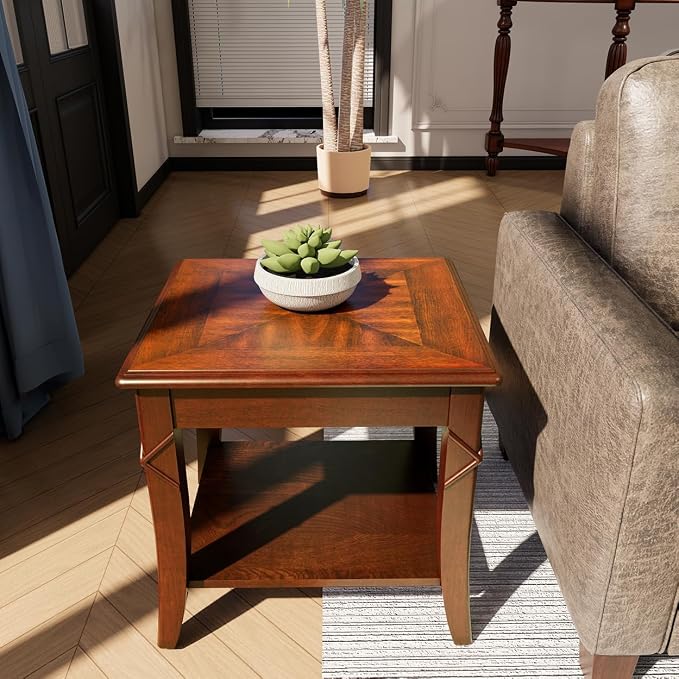 Mid-Century Modern Coffee Table Set of 3, 3-Piece Solid Wood Living Room Table - Image 8