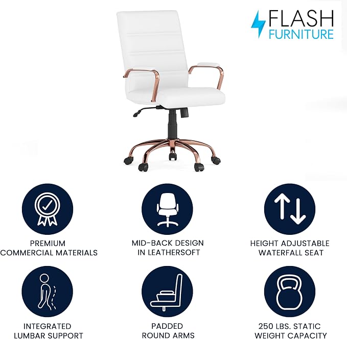Flash Furniture Whitney Mid-Back Swivel LeatherSoft Desk Chair - Image 4