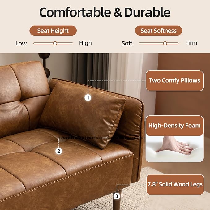 HALLYBEE 85” Futon Sofa Bed, Sleeper Sofa, Small Couch - Image 5