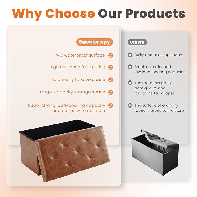 Sweetcrispy 30 Inches Folding Ottoman - Image 8