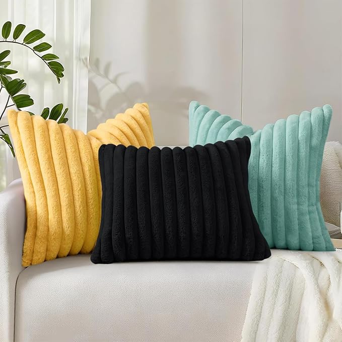 decorUhome Summer Cozy Faux Fur Throw Pillow Covers 26x26 Set of 2 Decorative - Image 9