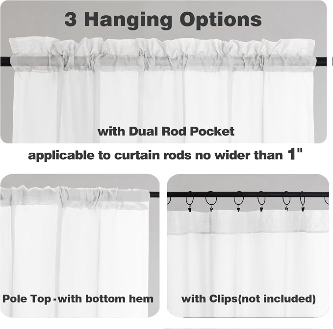 Chyhomenyc White Sheer Curtains 84 Inches Long 2 Panels, Light Filtering White - Image 3
