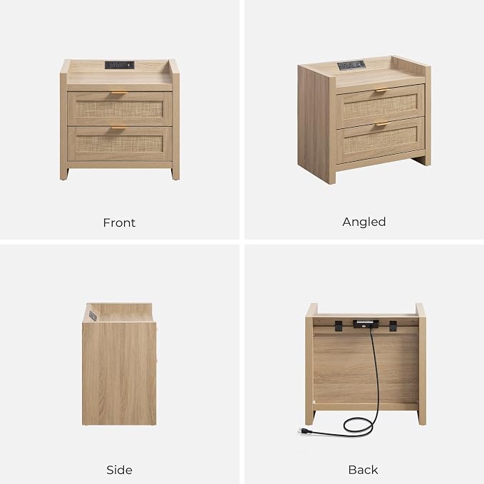 SICOTAS Rattan Nightstand Bedside Table - Image 8