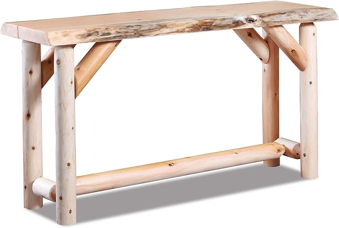 Log Sofa Table Live Edge Wood Pine and Cedar — Natural Furniture — Sofa Tables - Image 5