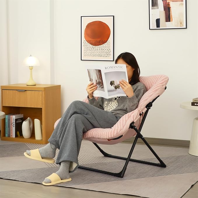 Comfy Saucer Chair for Adults, Soft Faux Fur Bedroom Chair, Accent Dorm Chairs - Image 2