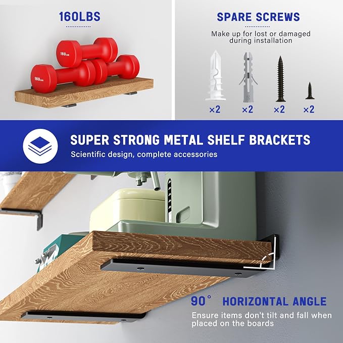 Goovilla Shelf Bracket, Heavy Duty Floating Shelf Brackets 12 inch Long - Image 3