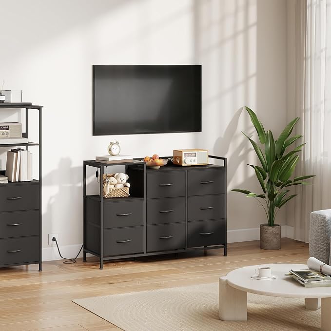 Somdot Dresser with Charging Station and Open Shelves, Dresser - Image 2