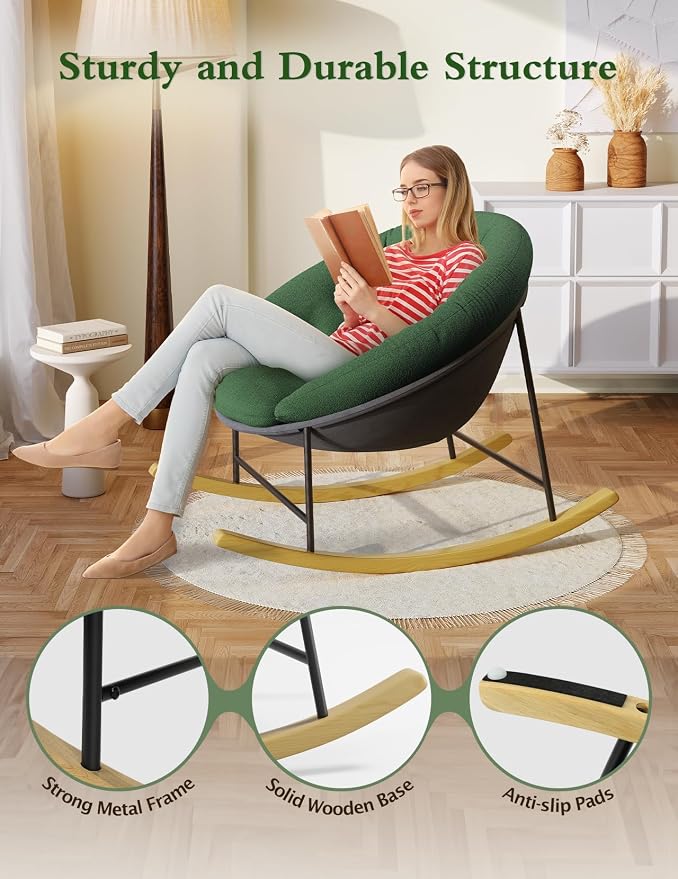 Kidirect Wide Rocking Chair Nursery, Comfy Saucer Nursery Rocking Chairs - Image 7